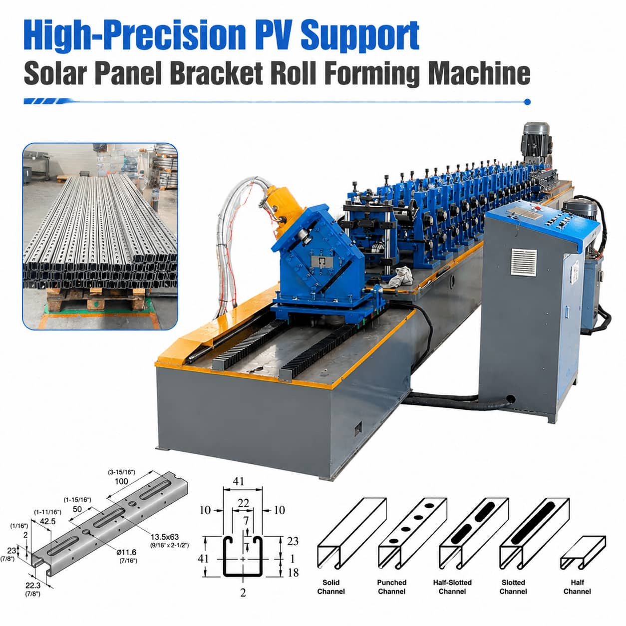 Read more about the article High-Precision PV Support Solar Panel Bracket Roll Forming Machine