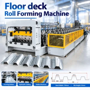 HB55 Metal Floor Deck Roll Forming Machine With Hydraulic Cutting For - "